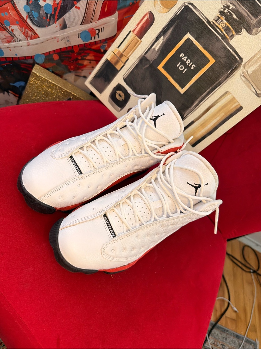 Jordan Men’s White/Red Basketball Sneakers